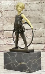Buy Art Deco Style Bronze Young Girl With Hoop After Ferdinand Preiss Figurine Sale • 170.30£