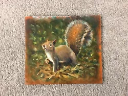 Buy Original Oil Painting On Strawboard Of A Grey Squirrel • 25£
