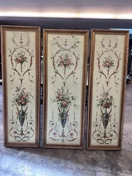 Buy Antique Triptych Framed Flower Painting Wall Art X 3 • 225£