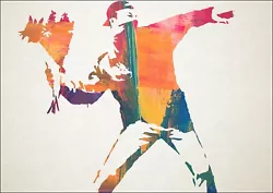 Buy Banksy, Flower Thrower Rainbow Paint -framed Wall Art Picture Print • 7.99£