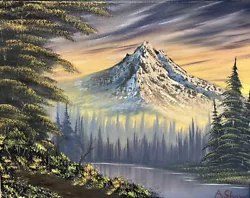 Buy Original Mountain Landscape Oil Painting (11x14 Inch Canvas) Bob Ross Technique • 35£