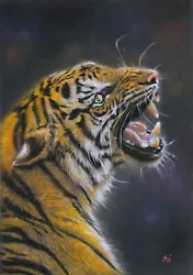 Buy ORIGINAL PASTEL PAINTING - BIG CAT - Tiger Drawing Directly By The Artist • 119.91£