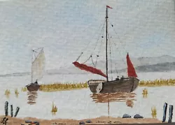 Buy ACEO Original Watercolour Painting. Boats On The Broads. Norfolk,  East Anglia.  • 2.95£