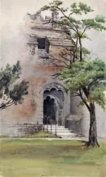 Buy Church Doorway Architecture Study - Antique Watercolour Painting - 19th Century • 40£