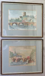 Buy 2 Signed Watercolour Paintings Chester Ca. 1977 The Bridge Gate Old Dee Bridge • 59.95£