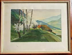 Buy Schwarzwald Monogram Birch Sakura Watercolour Antique Frame Mountains Meadow Old • 146.69£