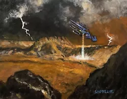 Buy Original Impressionist Realist Landscape Outer Space UFO  UAP  Vertical Landing • 111.63£