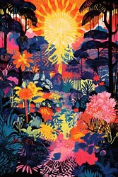 Buy Tropical Jungle Forest Art Print Flowers Illustration Painting Colourful Birds • 3.99£