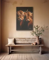 Buy Highland Cow Painting Large A2 Canvas Brothers  FREE DELIVERY • 19.99£