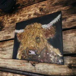 Buy Cute Highland Cow 'Golden' Original Artwork On Canvas • 120£