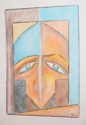 Buy Abstract Cubist Portrait Pastel Painting Signed • 48.47£