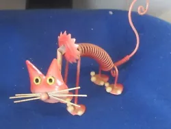 Buy Metal And Wire Sculpture Of A Pink Cat • 9.99£