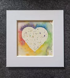 Buy Original Signed Watercolour Paintings - Rainbow Heart Mounted Ready To Frame ... • 19.99£