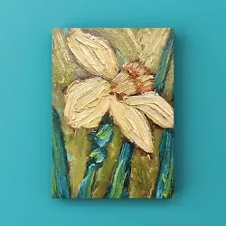 Buy Daffodil Oil Painting Abstract Flower Art Original Floral Artwork From Ukraine • 33.99£