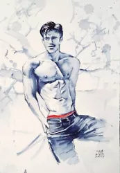Buy Art Gay Erotic Watercolor original Painting   Red Panties  11,0 X 7,5 In.  • 191.20£