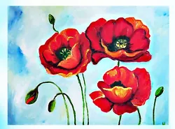 Buy Poppies Painting Original  Oil Painting On Canvas Home Decor Beautiful Gift • 75£