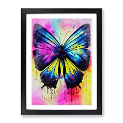 Buy Butterfly With Dripping Paint No.2 Wall Art Print Framed Canvas Picture Poster • 24.95£