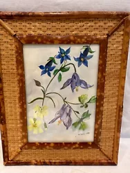 Buy Original Watercolour Of Iris Flowers Signed M Wood 1998 In Cane Frame • 32.20£