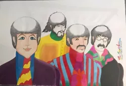 Buy Beatles ORIGINAL Watercolor By Animator Ron Campbell Yellow Submarine+B/W Photo • 2,361.54£