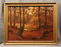 Buy Great19th Century Autumn Sunset Hungarian Landscape With Stream Orange   • 2,913.73£