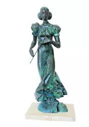 Buy Sculpture Flute Girl Musician Copper Author's Sculpture Green Patina Free Shipp • 4,104.67£