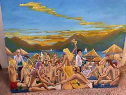 Buy Original Oil Painting On Canvas “the Beach Party “ • 20£