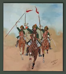 Buy SIKH Cavalry Soldiers On Charge Original Painting By R D Gazder BOMBAY Lancers • 220£