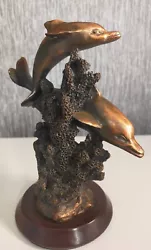 Buy Dolphin Sculpture Copper Finish & Resin Base Showing Mother & Baby In Coral Reef • 9.50£