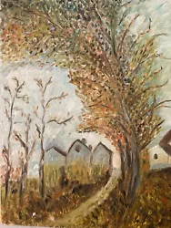 Buy Beautiful Painting Oil Panel Wood 1950 Landscape Village Post Impressionist Art • 137.62£