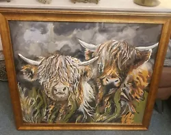 Buy Highland Cow Framed And Signed Acrylic Painting 69cm X 84cm NOT A PRINT • 100£