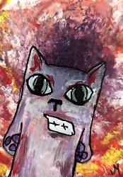 Buy Original ACEO Painting Black Cat Miniature Art Card By Josh Merritt • 8.26£