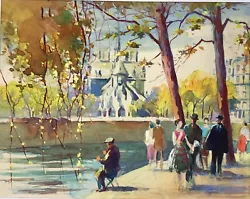 Buy Beautiful 1950s Painting Of A French Scene, Paris Seine River? Cigarette Card • 50£