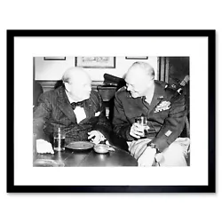 Buy Photo Bw Winston Churchill Eisenhower Raleigh Frame Art Print Picture 12x16 Inch • 11.99£
