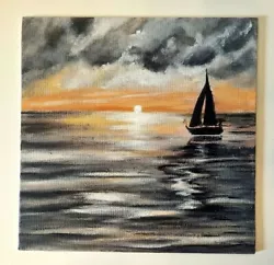 Buy Original On Canvas Board, Sunset Ocean Painting ,home Decor On 20x20 Cm • 18.77£
