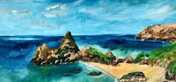 Buy ORIGINAL Painting CORNWALL KYNANCE COVE Romantic BEACH IMPRESSIONISM COLLECTABLE • 69£