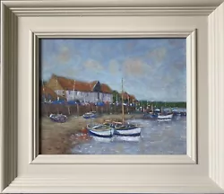 Buy Burnham Overy Staithe, Norfolk, Boating, Painting, Oil, Sky, Buildings, Framed • 68£