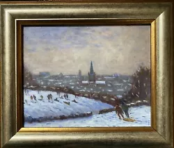 Buy Sledging, Norfolk, Snow, Figures, Sky, Silver Frame, David Baxter • 58£