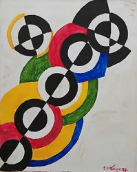 Buy Oil Painting On Canvas Abstract Signed Canvas R. DELAUNAY Handmade Art • 30£