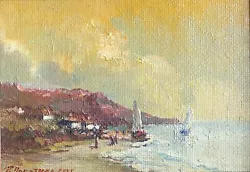 Buy Fishing Town. Original Oil Painting On Cardboard In Frame • 160£