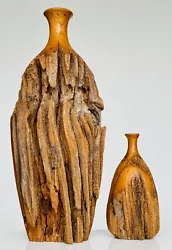 Buy 2 Unique Carved Oak Natural Art Driftwood Style Sculptured Candlesticks Holders • 92.28£