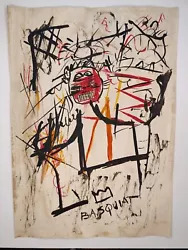 Buy Jean-Michel Basquiat Painting Drawing On Old Paper Signed Stamped • 83.63£