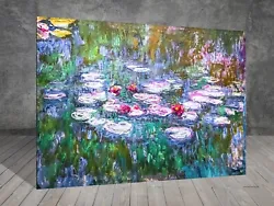 Buy Claude Monet Water Lilies FLOWER LAKE  FRAMED CANVAS PAINTING ART PRINT 192 • 12.92£