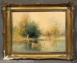 Buy Beautiful American Watercolor  Autumnal Idyll  Signed Edward Gay (1837-1928) • 6,693.70£
