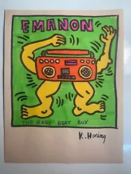 Buy Keith Haring Signed Watercolor Painting On Paper Self Portrait 1988  11  X 8.25  • 631.48£