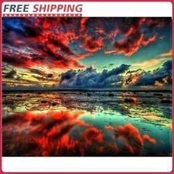 Buy Painting By Numbers Kit DIY Red Cloud Canvas Oil Art Picture For Home Room Decor • 7.07£