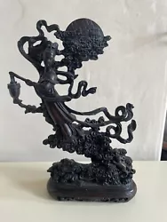 Buy Large Chinese Chang’e Moon Goddess Black Resin Sculpture Statue • 35£