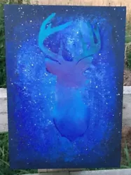Buy Galaxy Deer Fantasy Art, Space Painting, Original Art, Acrylic Animal Art • 20.99£