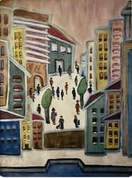 Buy ‘Cityscape VI’.Original Acrylic &oil Pastel Painting. City Scene. Gift / Present • 58£