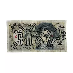 Buy Keith Haring - Drawing Felt Paper On Note Banknote 50 Francs French, 1989 • 640.28£