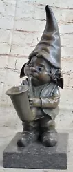 Buy Garden Gnome Troll Dwarf Playing Saxophone Bronze Metal Figure Statue Sculpture • 196.69£